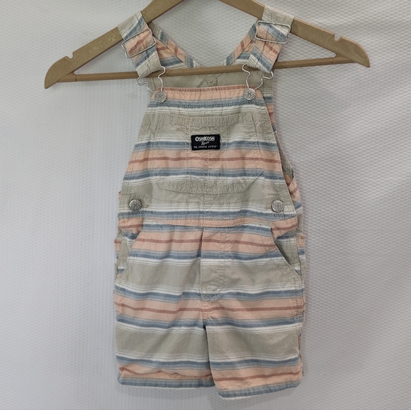 OshKosh Baja Stripe Canvas Shortall - 2T - Picture 2 of 7